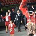 Albania’s flagbearer Romela Begaj&nbsp;leads
